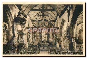 Old Postcard Brittany Finistere Lampaul Interior of the Church