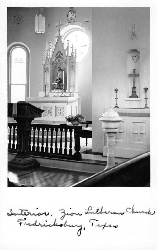 Fredericksburg Texas Zion Church Interior Real Photo Antique Postcard K81596