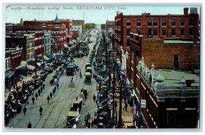 1907 Broadway Looking North Streetcar Trolley Oklahoma City Oklahoma OK Postcard