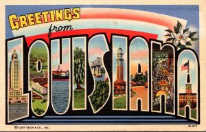 Louisiana Greetings From Large Letter Linen 1948 Curteich