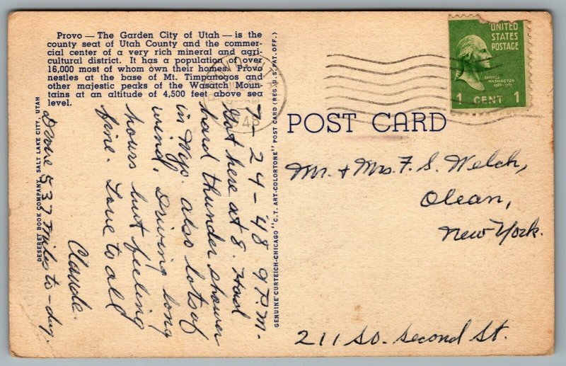 Postcard Provo UT c1938 Greetings From Provo Utah Large Letter Multi View