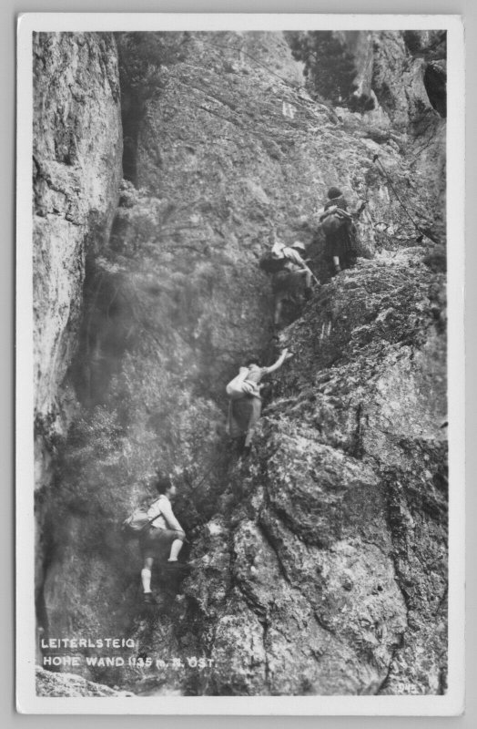 Leiterlsteig Hohe Wand~Germany~Mountain Climbers Team Up~1943 Postage Stamp~RPPC 