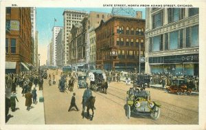Automobiles Trolleys State Adams Chicago Illinois Rigot Postcard 20-11805