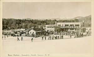 North Conway NH Base-Station Skimobile Skiiers Real Photo Postcard