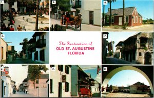 Vtg Restoration of Old St Augustine Florida FL Multi-view Postcard