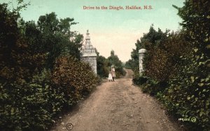 Vintage Postcard Drive To The Dingle Pathway Entrance Halifax Nova Scotia Canada