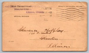 1918 WW1  Clinton  Illinois  Draft Approval Class I   Postcard