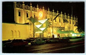 TIJUANA, MEXICO ~ Night View FRONTON PALACIO Jai Alai 1950s Cars Postcard