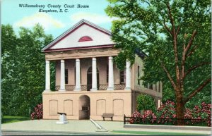 Linen Postcard Curteich - Williamsburg County Court House Kingstree SC UNP Q17