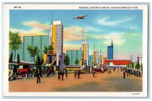 1933 Airplane General Exhibits Group Chicago World's Fair Illinois IL Postcard 