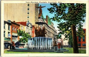 Tyler-Davidson Fountain, Cincinnati OH Vintage Postcard D14