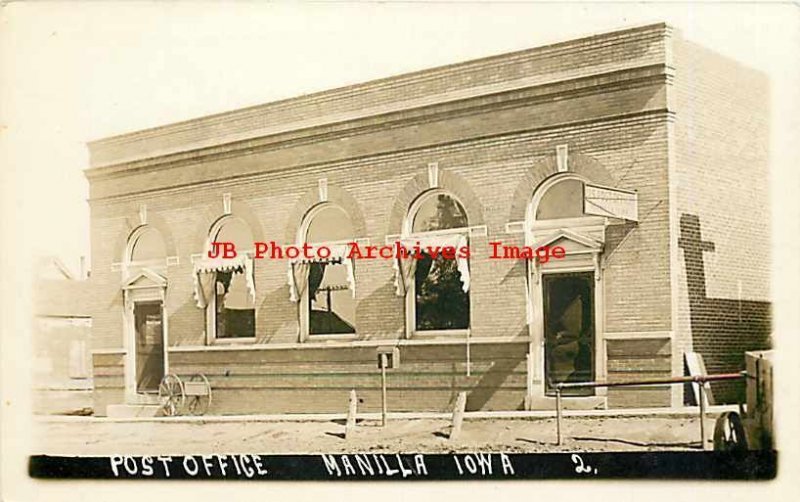 IA, Manila, Iowa, RPPC, Post Office Building, Entrance View, Photo No 2