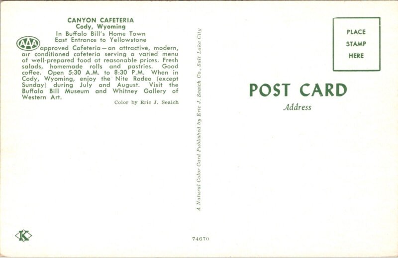 Postcard Canyon Cafeteria in Cody, Wyoming