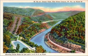 Postcard WV New River Canyon on Route 60 Surge Basin C & O RR