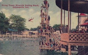 Postcard Diving Tower Riverside Bathing Beach Indianapolis IN
