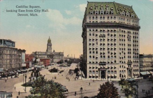 Michigan Detroit Cadillac Square Looking East From City Hall Curteich