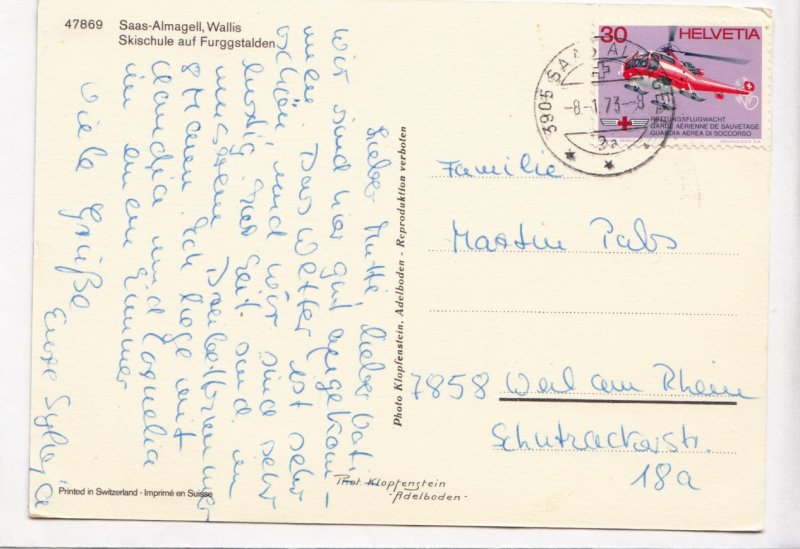 Saas-Almagell, Switzerland, 1973 used Postcard