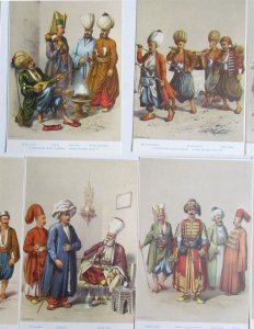 COSTUMES of OTTOMAN EMPIRE lot of 22 VINTAGE POSTCARDS w/ FOLDER TURKEY