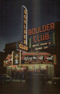 Las Vegas NV Boulder Club Neon Signs NICE LINEN EXC COND Potcard