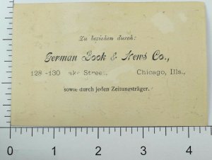 1870's-80's Victorian Trade Card German Book & News Co Nice Graphics Floral P64