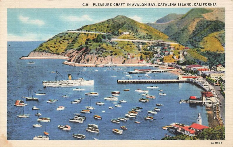 Postcard Pleasure Craft In Avalon Bay Catalina Island California Liner Ships