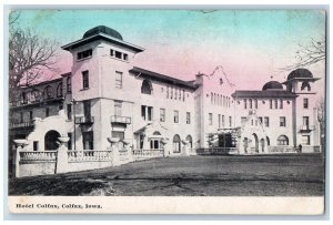 Colfax Iowa IA Postcard Hotel Colfax Building Exterior Scene 1911 Antique Trees