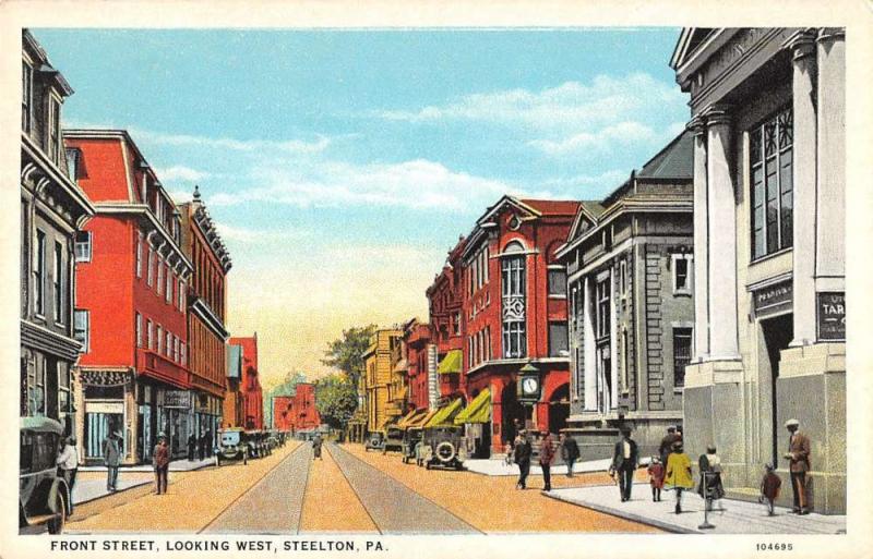 Steelton Pennsylvania Front Street Scene Historic Bldgs Antique Postcard K27183 