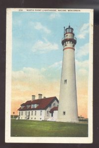 RACINE WISCONSIN NORTH POINT LIGHTHOUSE VINTAGE POSTCARD