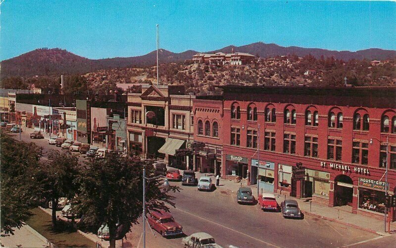 Autos Historical St Michael's Hotel Prescott Arizona Postcard Bradshaw 9084 