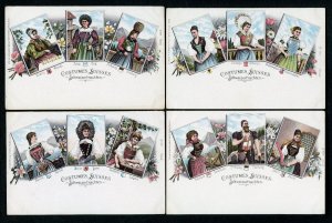 Switzerland 4 VINTAGE  Fresh and Unused Swiss Costumes Postcards GORGEOUS