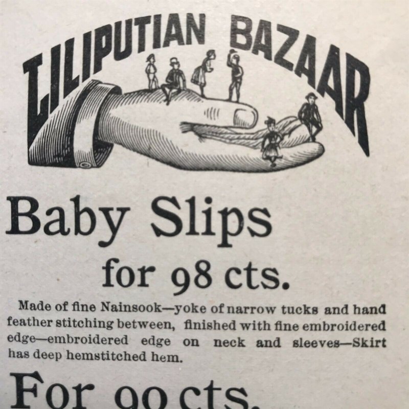 1892 Baby Slips Victorian Original Print Ad Lili Putain Bazaar 2T1-52