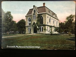 Vintage Postcard 1907-1915 Memorial Hall Bowdoin College Brunswick Maine