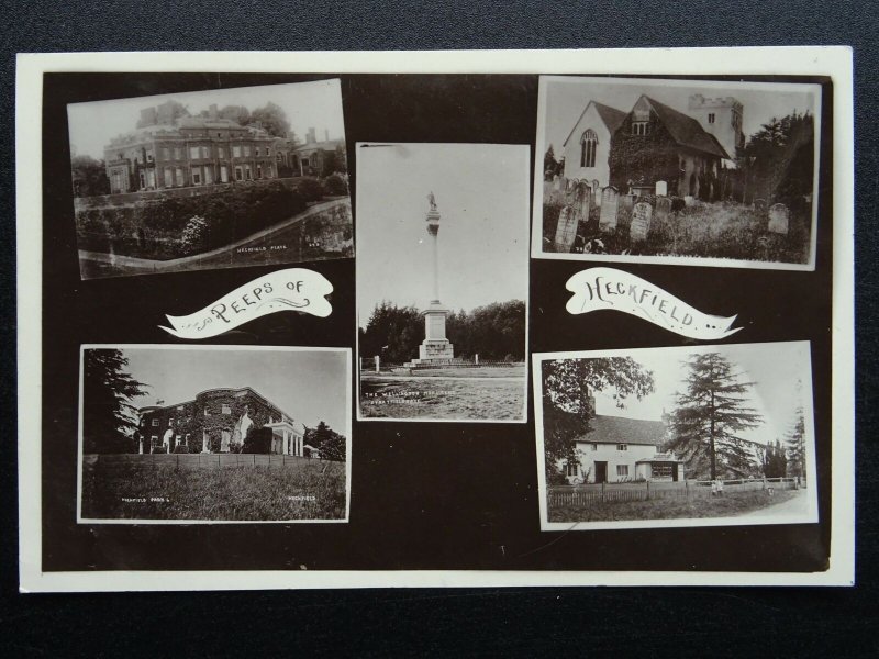 Hampshire A PEEPS of HECKFIELD 5 Image Multiview - Old RP Postcard