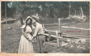 Vintage Postcard 1910's A Rustic Scene Sweet Couple Lovers Man & Woman Romance