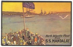 S.S.Mandalay Viewing The North Atlantic Fleet Poster Type Postcard
