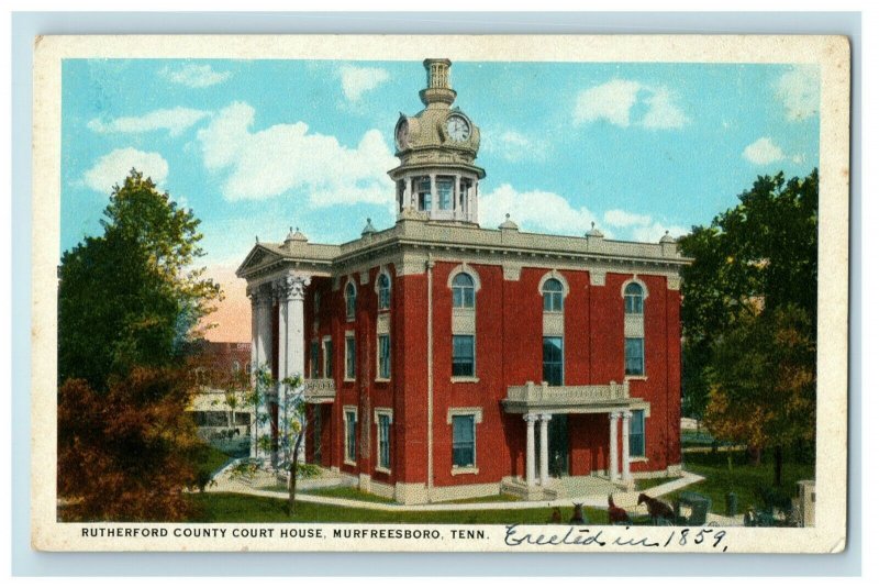 c1920's Rutherford County Court House Murfreesboro Tennessee TN Postcard 