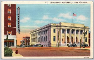 Racine Wisconsin 1943 Postcard United States Post Office & Hotel Racine