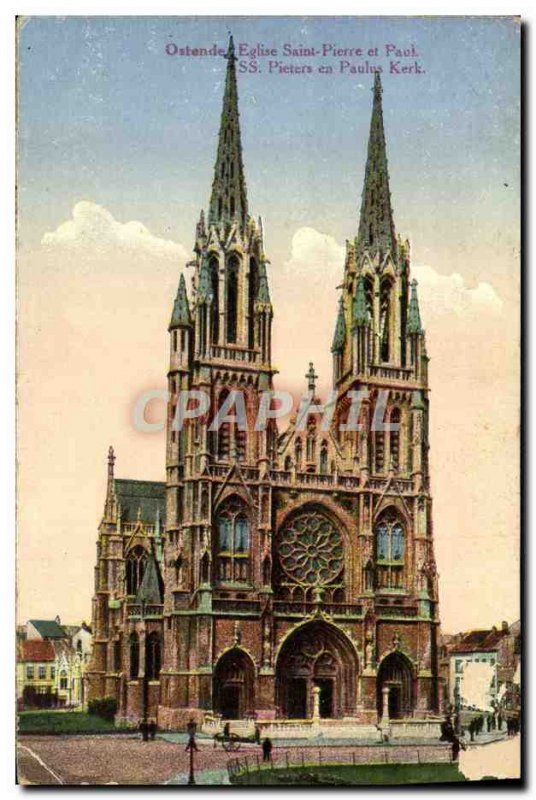 Old Postcard Ostend St. Peter and Paul Church