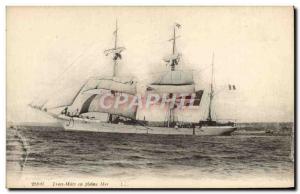 Postcard Old Boat Sailboat masts Three at sea