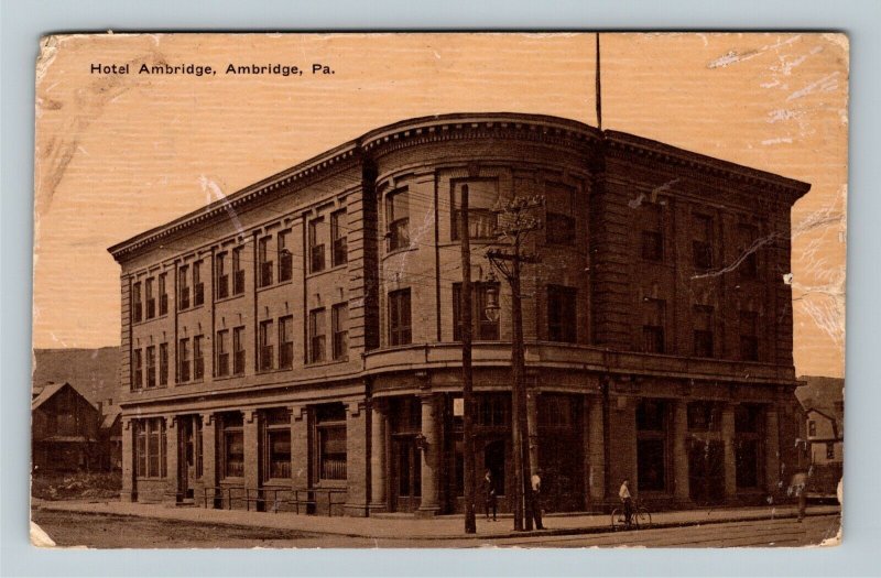 Ambridge, PA-Pennsylvania, Hotel Ambridge, Advertising, Vintage c1913 Postcard