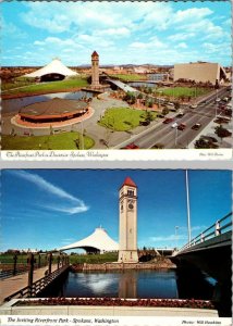 2~4X6 Postcards Spokane, WA Washington  RIVERFRONT PARK  Clock Tower~Pavilion