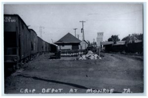 c1960 Crip Depot Monroe Iowa IA Railroad Train Depot Station RPPC Photo Postcard