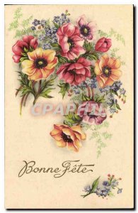 Old Postcard Bonne Fete Flowers