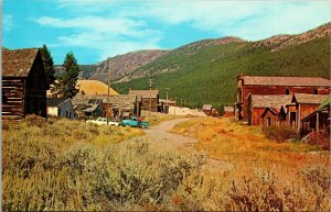 Elkhorn Montana MT Postcard Gold Mining Camp, antique trucks, street view