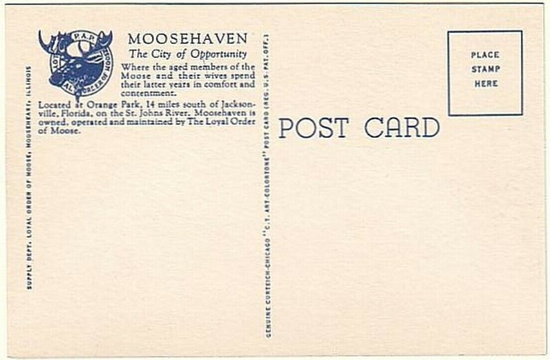 Administration & Community Building, Moosehaven, Orange Park FL, Linen Postcard