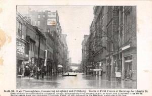 Pittsburgh Pennsylvania Sixth Street Scene Flood Antique Postcard K34239