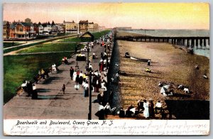 Vtg Ocean Grove New Jersey NJ Boardwalk and Boulevard 1906 Old View Postcard