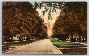 Hand Colored  Manchester  Vermont   Main Street Postcard