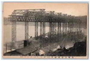 c1920's Gantry Crane in Mitsu Bishi Shipyard Nagasaki Japan Antique Postcard