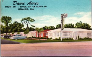 Linen Postcard Dacre Acres Route 441-1 Block So. of Route 50 in Orlando, Florida